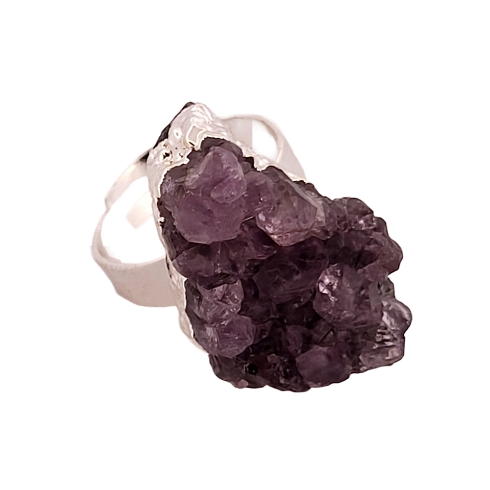 Natural Amethyst Silver Adjustable Ring Nasar7 - image 3
